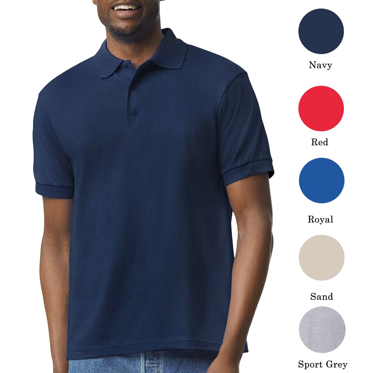 Gildan Jersey Short Sleeve Polo T-Shirt for Men Mix Colour Adult Dryblend Tee